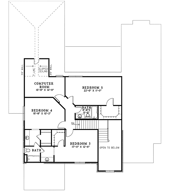 Plan 59911ND: Refined Southern House Plan with 5 Beds, Main-Level Master, Three-Car Garage - Floor Plan - 2nd Floor - Southern