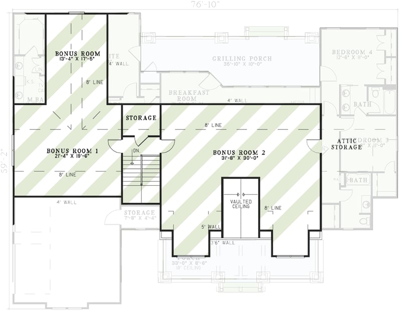 Plan 59978ND: Affordable Rustic Retreat - Floor Plan - Optionally Finished Bonus Level - Craftsman, Vacation