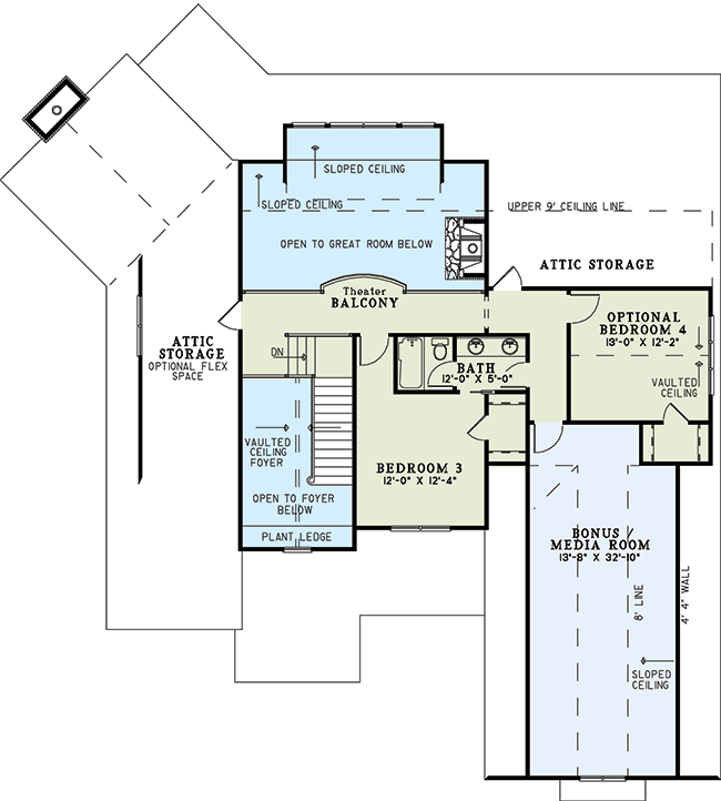 Plan 59985ND: Rugged Craftsman Home Plan with Home Theater in Finished Walkout Basement - Floor Plan - Second Level - Craftsman, Mountain, Northwest, Rustic, Vacation