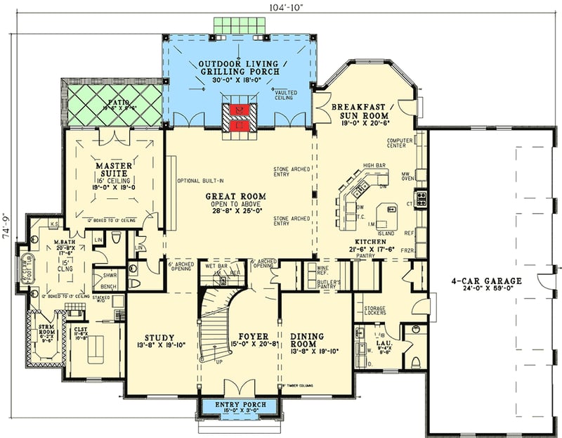 Plan 60501ND: Gracious French Country Manor - Floor Plan - Main Level - European, French Country