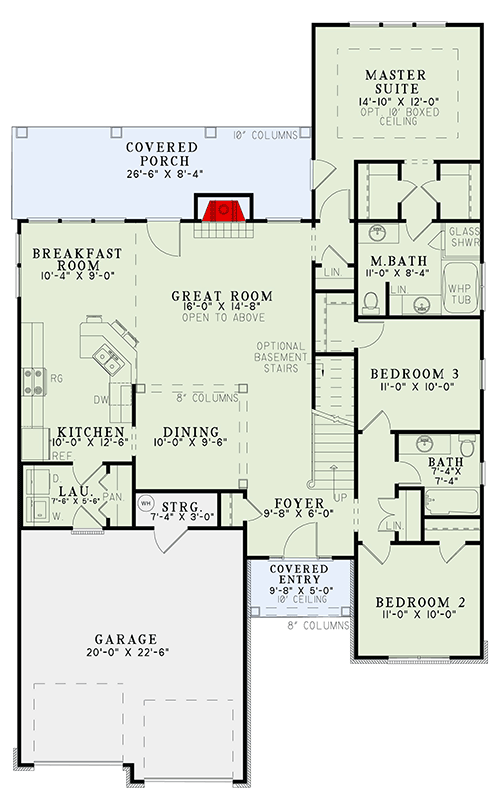Plan 60536ND: Charming Stone Cottage with Bonus Level - Floor Plan - Main Level - Cottage, Craftsman, European, Traditional