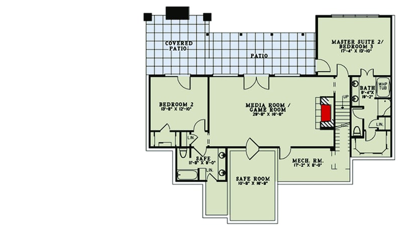 Plan 60587ND: Rustic Elegance with Two Master Suites - Floor Plan - Lower Level - Country, Craftsman, Mountain, Rustic