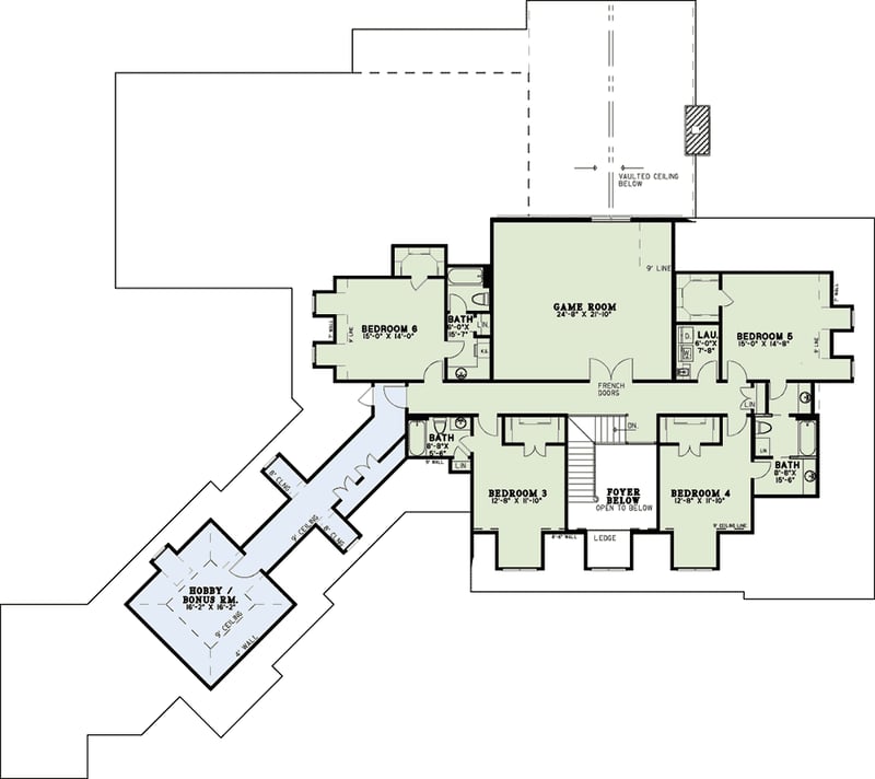 Plan 60588ND: European Elegance - Floor Plan - 2nd Floor - European, French Country
