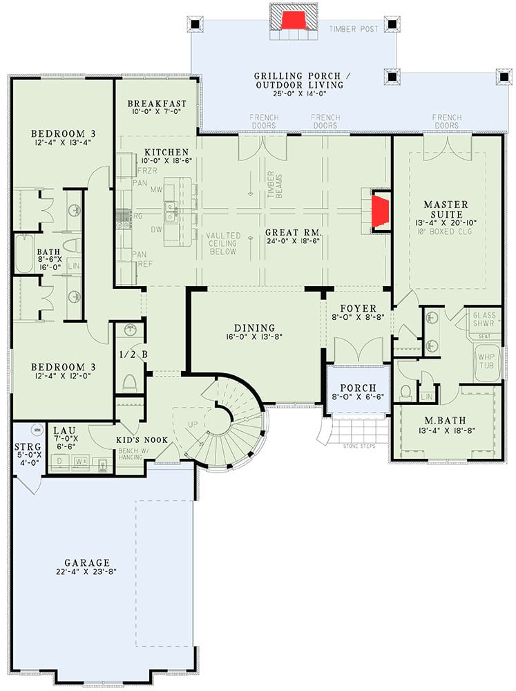 Plan 60614ND: European Treasure with Circular Stair - Floor Plan - Main Level - European, French Country