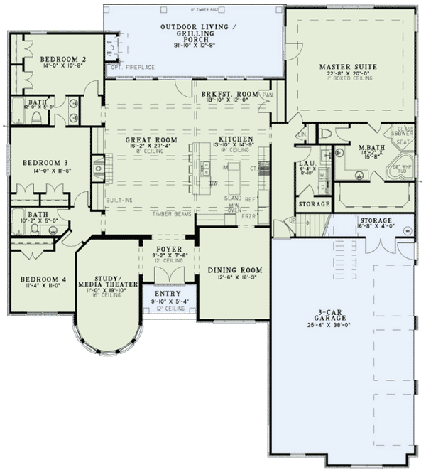 Plan 60630ND: Home Plan With Castle-Like Turret - Floor Plan - Main Level - European, Traditional