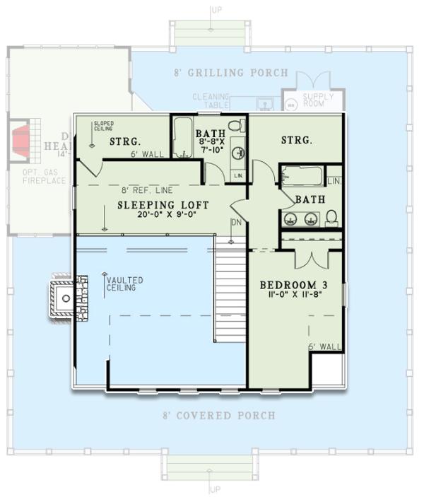 Plan 60632ND: Country Home Plan with Fantastic Wrap-Around Porch and 2-Story Great Room - 1792 Sq Ft - Floor Plan - 2nd Floor - Country, Farmhouse, Traditional