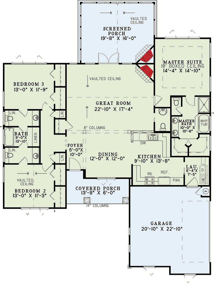 Plan 60669ND: Charming Craftsman House Plan - Floor Plan - Main Level - Craftsman, Northwest