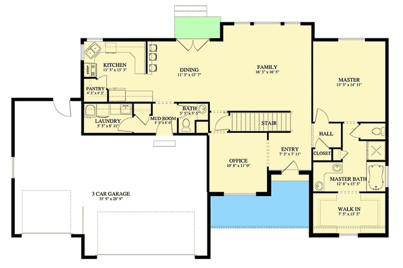 Plan 61216UT: Traditional Home with Two-Story Great Room - Floor Plan - Main Level - Traditional