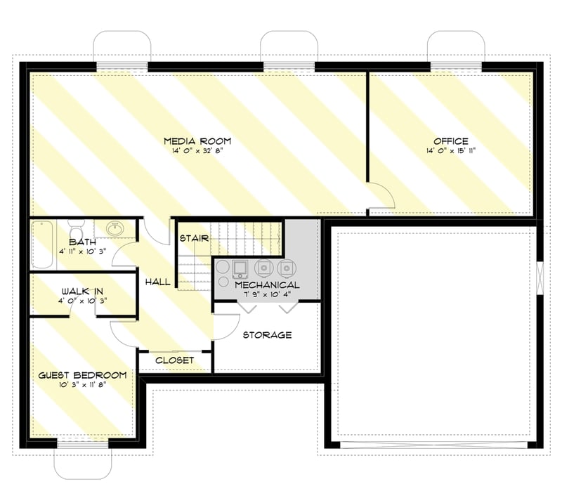 Plan 61231UT: Two-Story Traditional House Plan with Optional Lower Level Expansion - Floor Plan - Optionally Finished Lower Level - Traditional