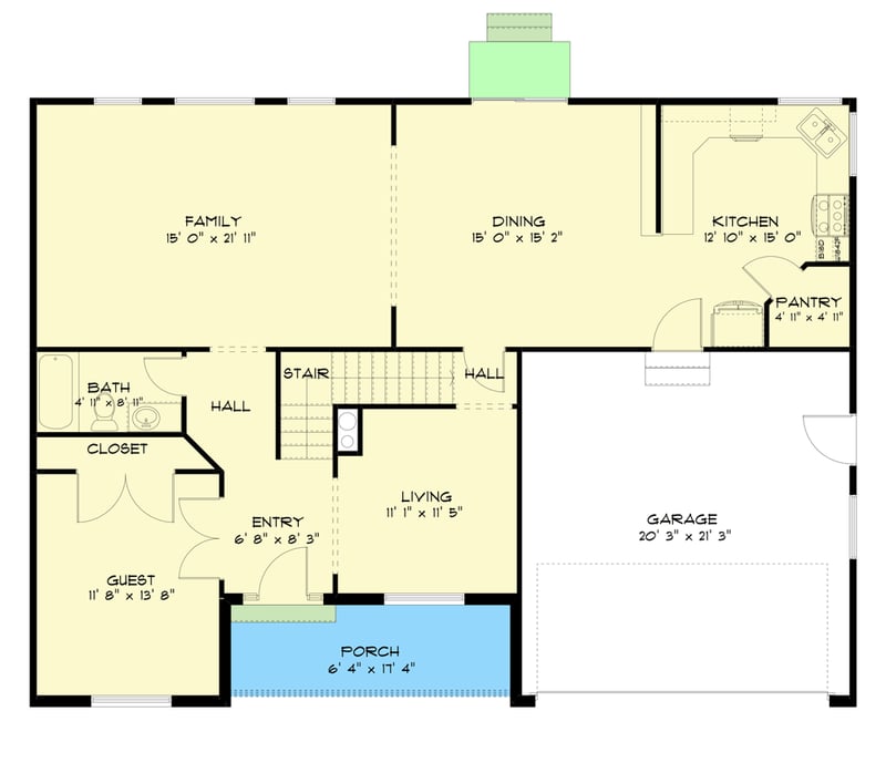 Plan 61231UT: Two-Story Traditional House Plan with Optional Lower Level Expansion - Floor Plan - Main Level - Traditional