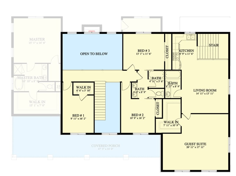 Plan 61268UT: Two-Story Traditional House Plan with Attached Apartment Upstairs - 3558 Sq Ft - Floor Plan - 2nd Floor - Traditional