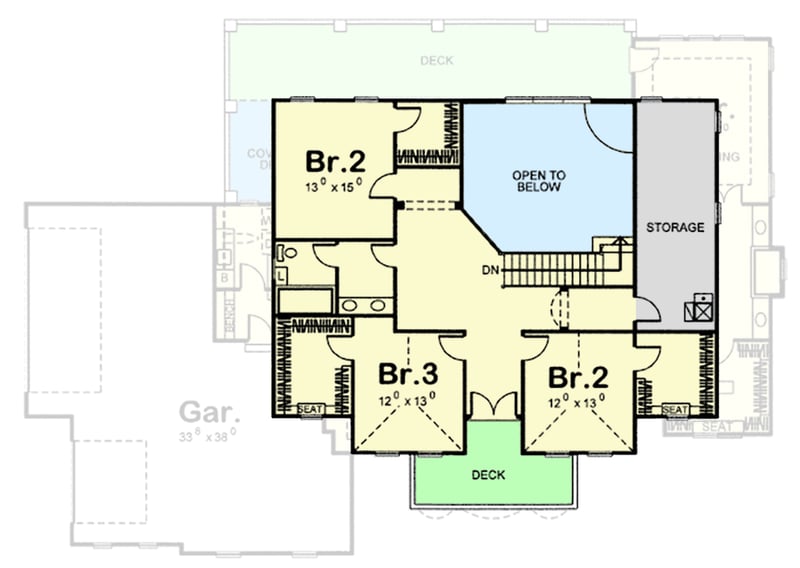 Plan 62457DJ: Mediterranean House Plan with Striking Front Porch - Floor Plan - 2nd Floor - European, Mediterranean, Spanish