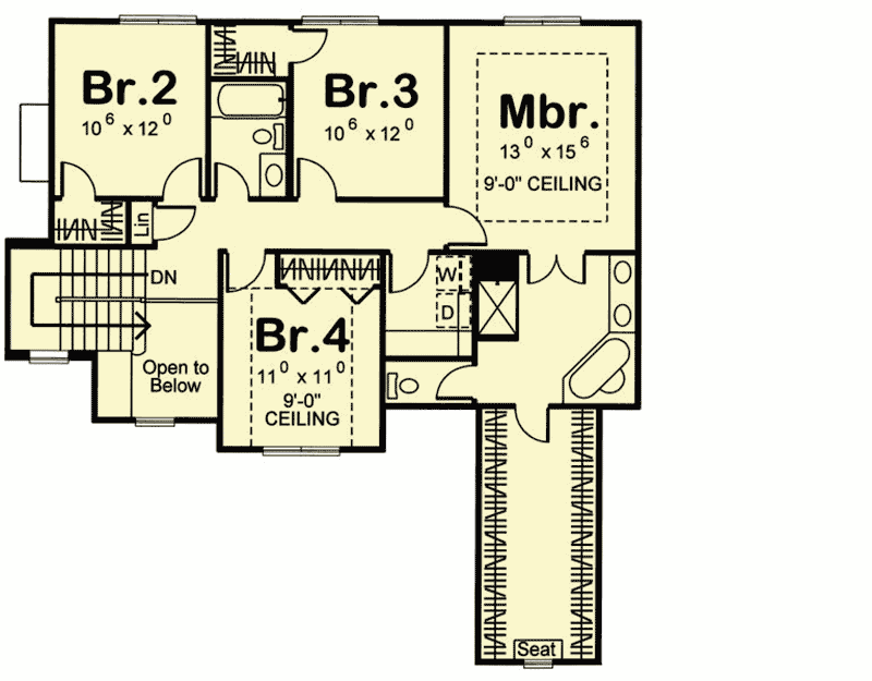 Plan 62465DJ: New American House Plan with Open Concept Living - Floor Plan - 2nd Floor - Craftsman, New American, Northwest