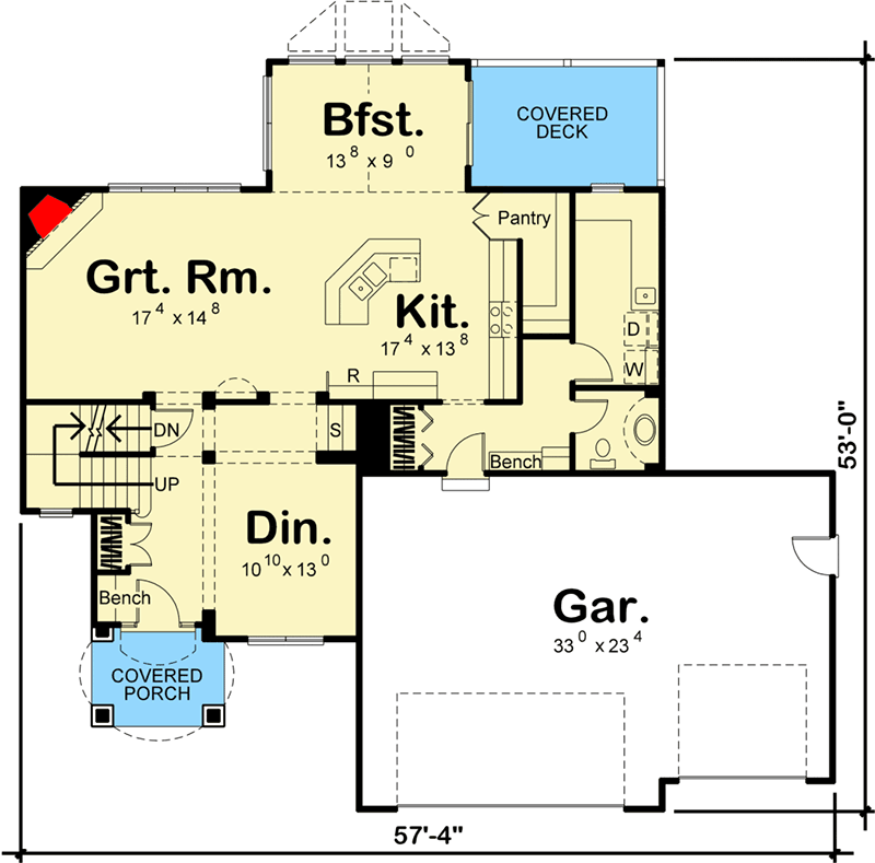 Plan 62489DJ: Open Floor Plan - Floor Plan - Main Level - European, Northwest, Traditional