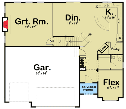 Plan 62505DJ: Flex Space - Floor Plan - Main Level - Northwest, Prairie