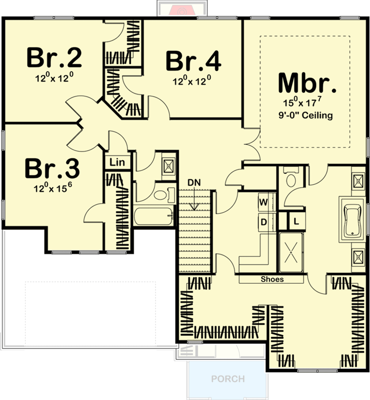 Plan 62508DJ: Tudor-Inspired Home with Flex Space - Floor Plan - 2nd Floor - European, Rustic, Traditional, Tudor