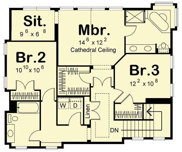 Plan 62583DJ: European House Plan with Master Sitting Room - Floor Plan - 2nd Floor - European