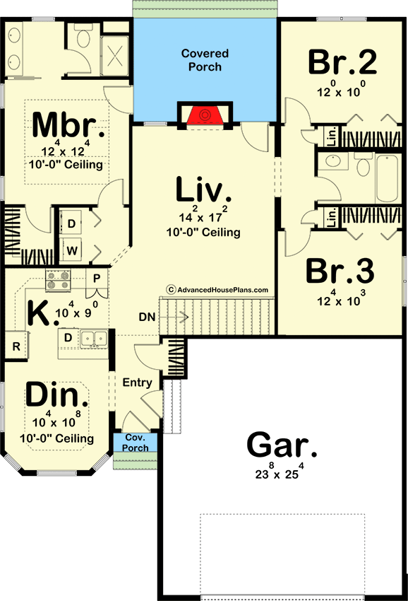 Plan 62598DJ: 3 Bed Spanish Style Ranch Home Plan - Floor Plan - Main Level - Mediterranean, Ranch, Spanish