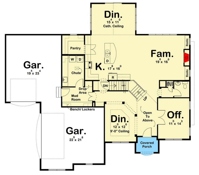 Plan 62628DJ: Five Bedroom European House Plan - Floor Plan - Main Level - Craftsman, European, French Country, New American, Traditional