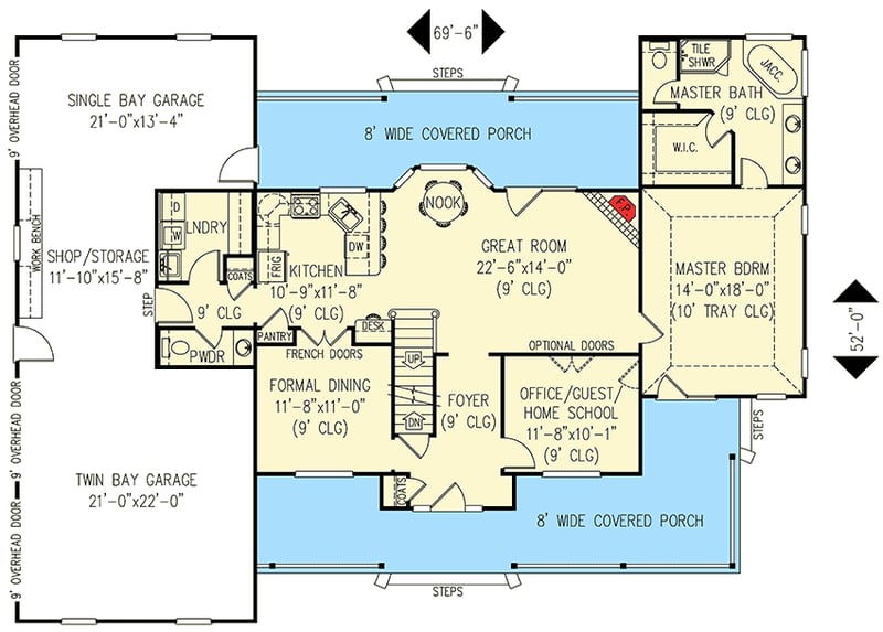 Plan 6535RF: Timeless Country Farmhouse Plan - Floor Plan - Main Level - Country, Farmhouse