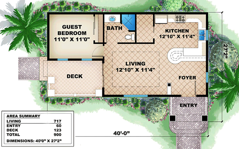 Plan 66262WE: Quaint Cottage Guest House - Floor Plan - Main Level - Cottage