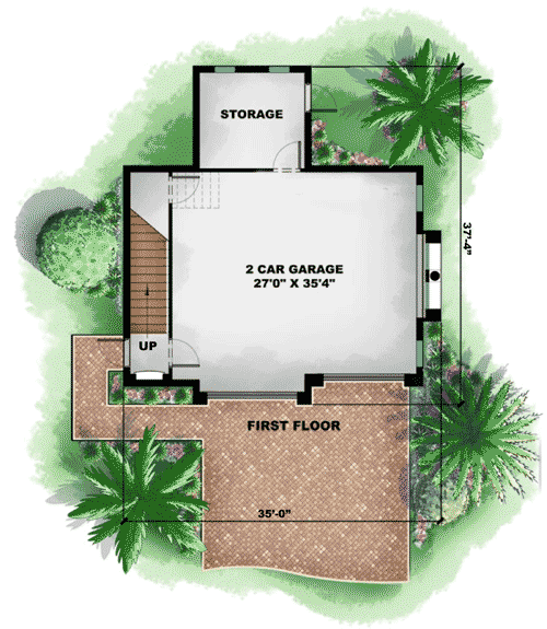 Plan 66264WE: Mediterranean Carriage House Plan - Floor Plan - Main Level - Carriage