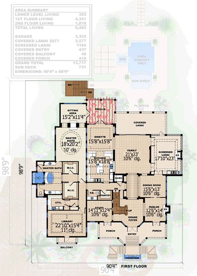 Plan 66310WE: 3 Story Southern Belle - Floor Plan - Main Level - Southern, Southern Traditional, Traditional