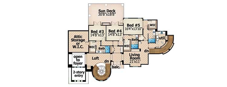 Plan 66314WE: European Home with Sun Deck - Floor Plan - 2nd Floor - European