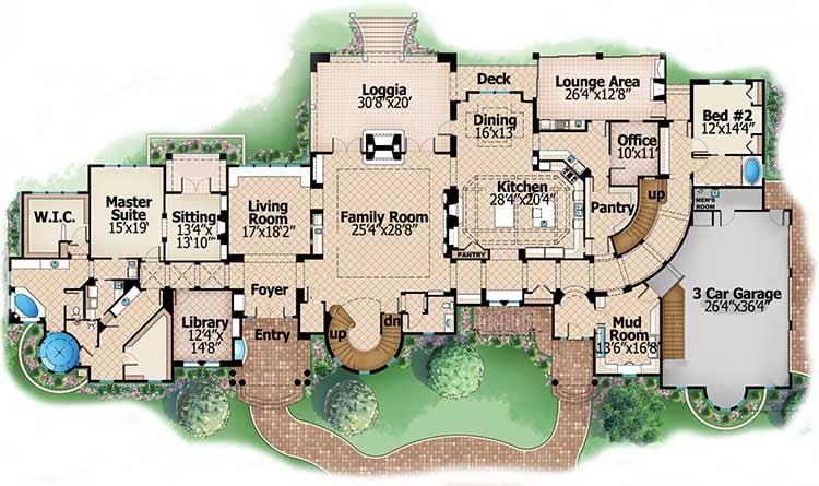 Plan 66314WE: European Home with Sun Deck - Floor Plan - Main Level - European