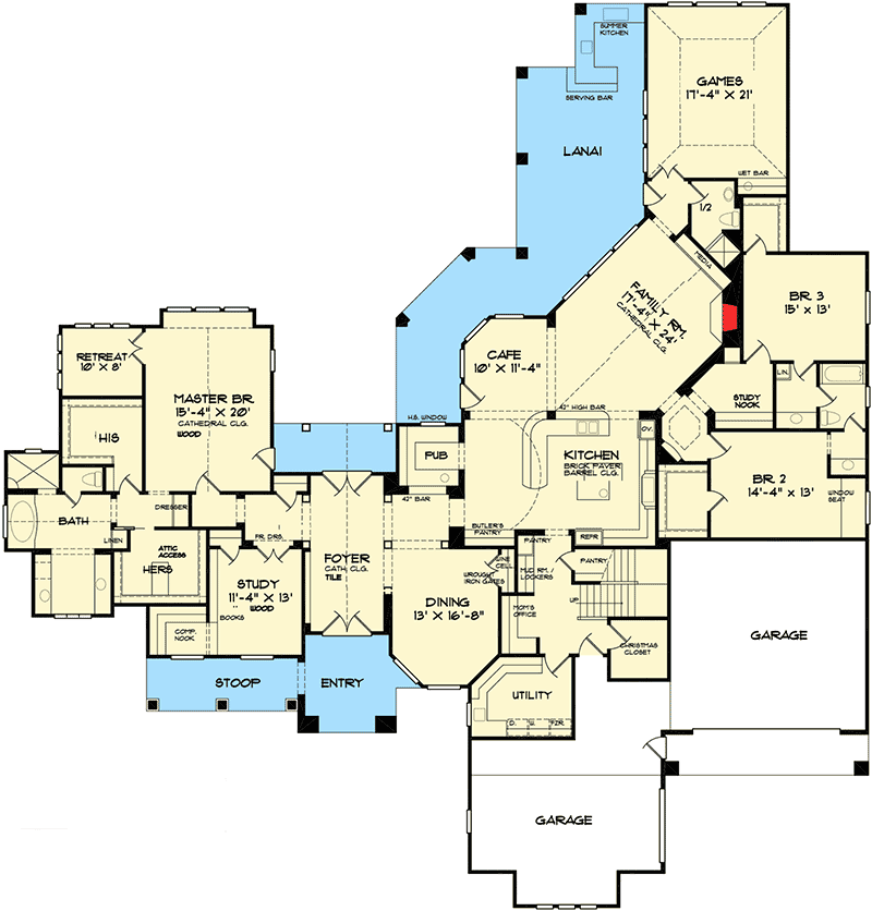 Plan 67129GL: Remarkable Hill Country House Plan - Floor Plan - Main Level - European, Hill Country, Tuscan