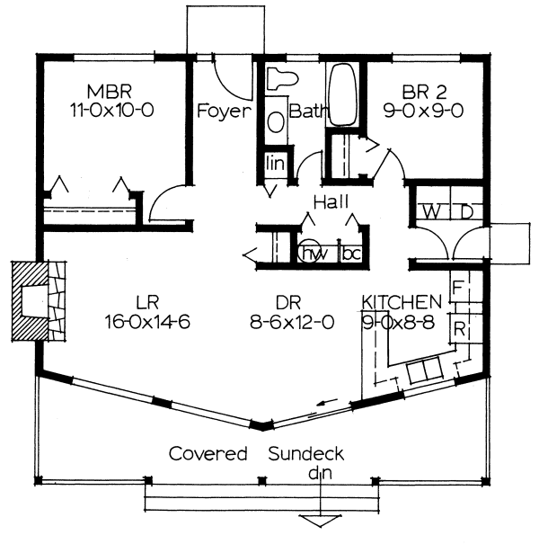 Plan 6726MG: Economical Cottage - Floor Plan - Main Level - Country, Vacation