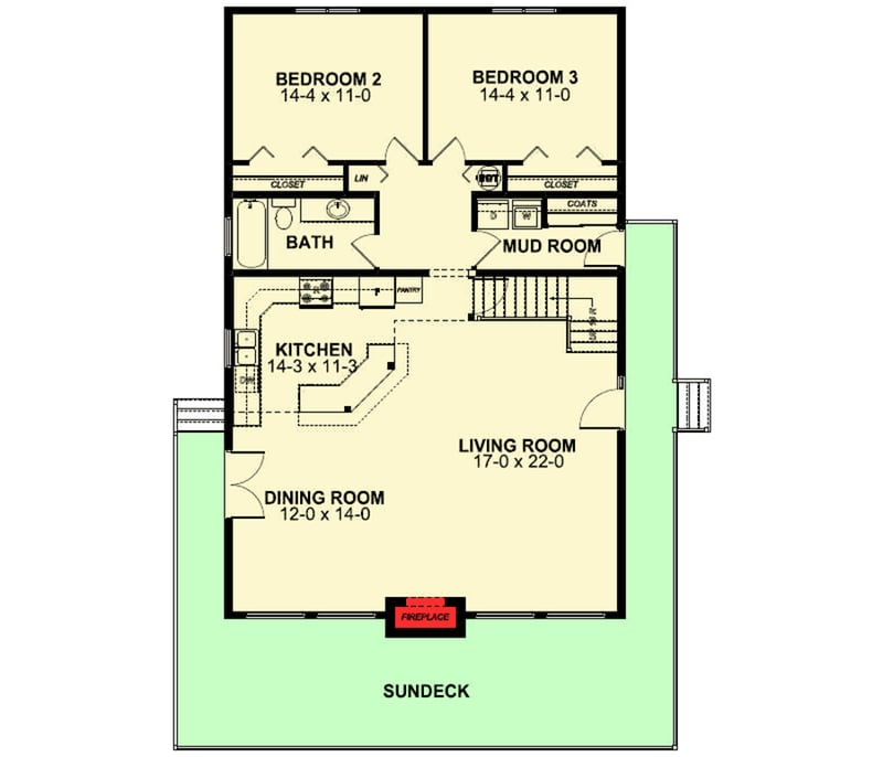 Plan 6799MG: Vacation Retreat With Great Views - Floor Plan - Main Level - Cottage, Mountain, Vacation