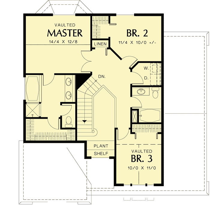 Plan 6894AM: Narrow Lot Home - Floor Plan - 2nd Floor - Traditional