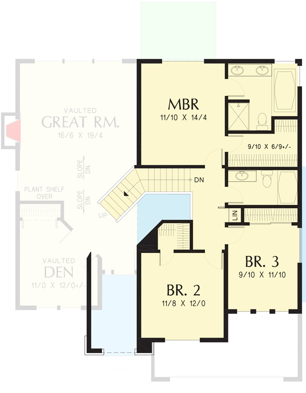 Plan 6900AM: New American House Plan with 3 Upstairs Bedrooms - 1904 Sq Ft - Floor Plan - 2nd Floor - Country, Craftsman, New American, Northwest
