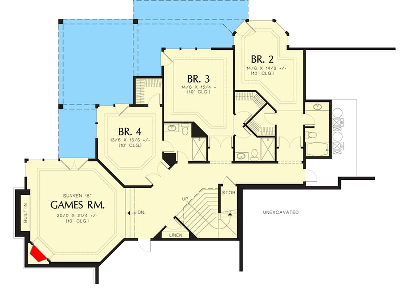 Plan 69026AM: European Home Plan For Sloping Lot - Floor Plan - Lower Level - European, Northwest