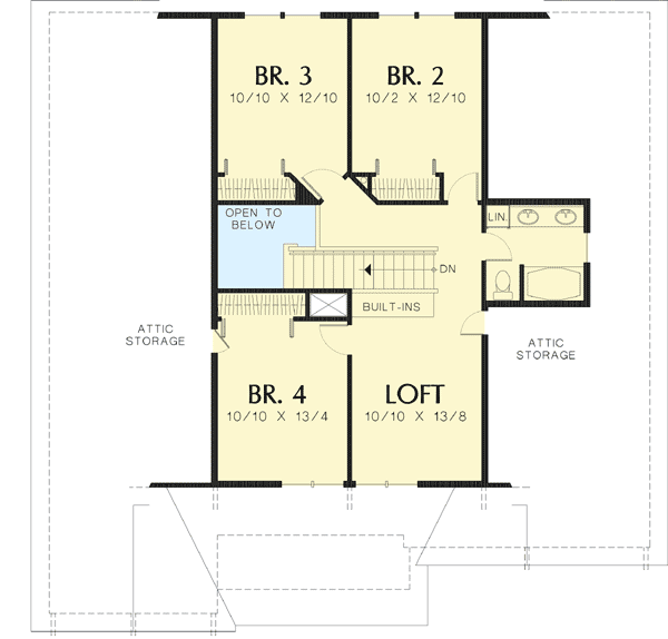 Plan 69034AM: Spacious And Gracious House Plan with 3 Upstairs Bedrooms and a Loft - 2662 Sq Ft - Floor Plan - 2nd Floor - Cottage, Craftsman, Northwest