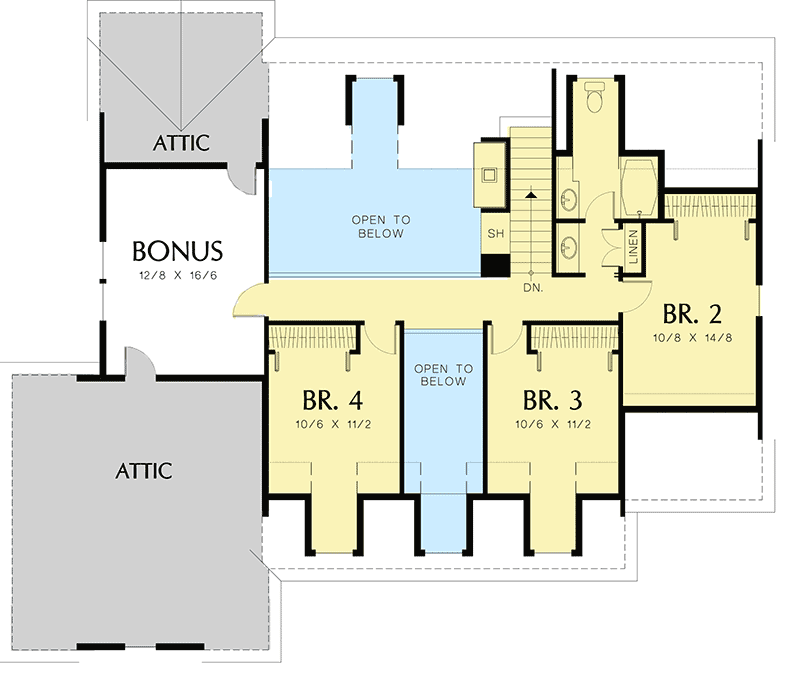 Plan 69037AM: Country Home Plan with 3 Functional Dormers - 2561 Sq Ft - Floor Plan - 2nd Floor - Country, Farmhouse, Traditional