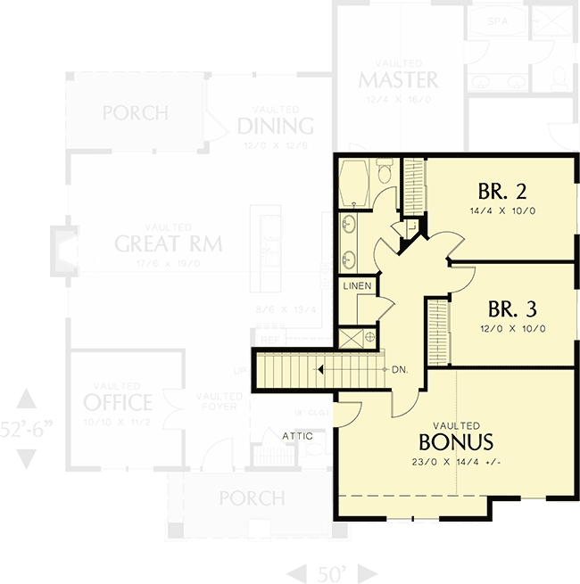 Plan 69052AM: Craftsman With Vaulted Living Space and a 3-Car Tandem Garage - Floor Plan - 2nd Floor - Craftsman, Northwest