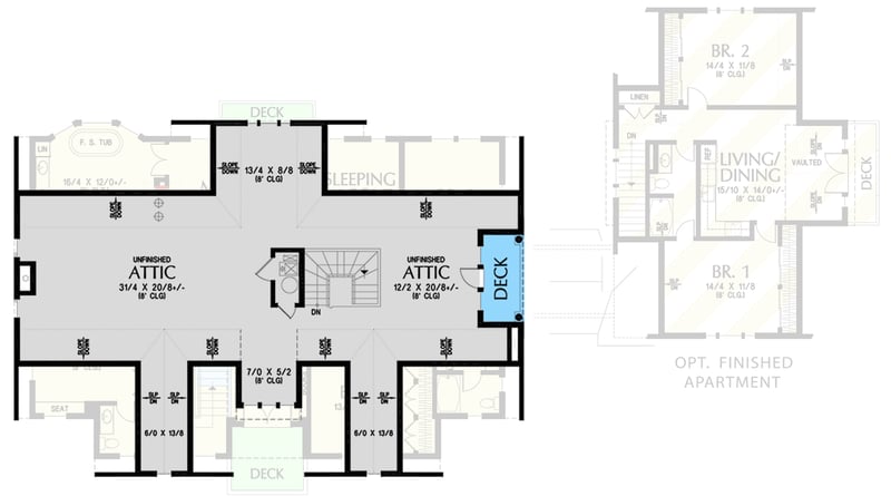 Plan 69078AM: Farmhouse With Lots of Amenities - 5180 Sq Ft - Floor Plan - Unfinished Attic Level - Country, Farmhouse, Traditional