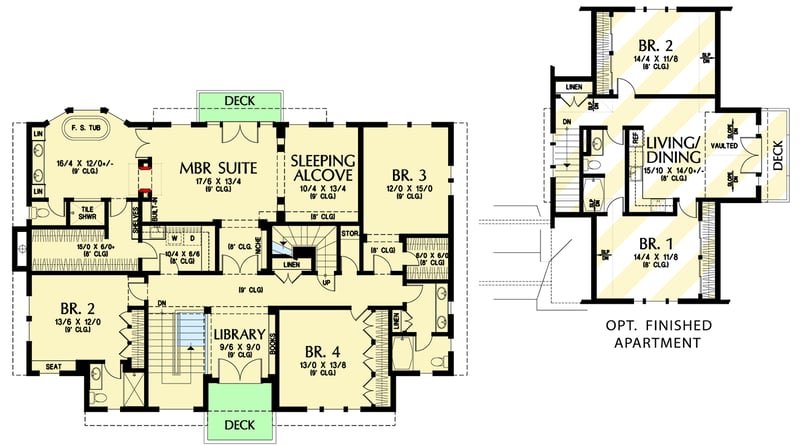 Plan 69078AM: Farmhouse With Lots of Amenities - 5180 Sq Ft - Floor Plan - 2nd Floor - Country, Farmhouse, Traditional