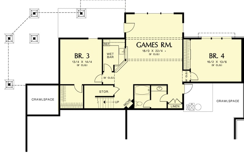 Plan 69086AM: Attractive Plan with Outdoor Patio - Floor Plan - Lower Level - Craftsman, Northwest