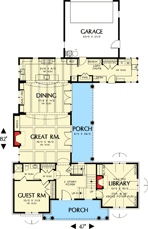 Plan 69094AM: Sophisticated French-Inspired Home Plan - Floor Plan - Main Level - European, French Country