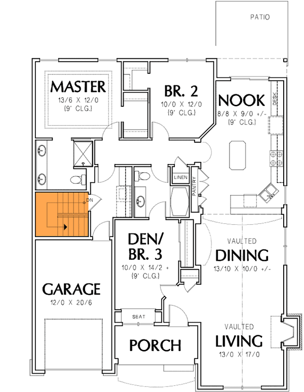 Plan 69121AM: European Cottage Plan with Living Areas Up Front - 1569 Sq Ft - Floor Plan - Basement Option - Cottage, Craftsman, Northwest