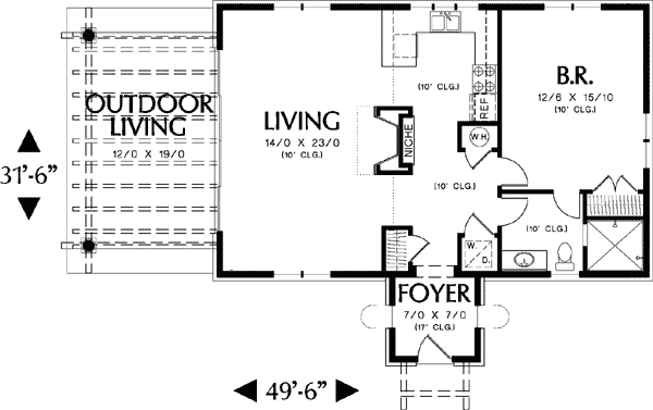 Plan 69124AM: Mediterranean Guest Home Plan or Vacation Retreat - Floor Plan - Main Level - Cottage, Mediterranean, Spanish, Tuscan