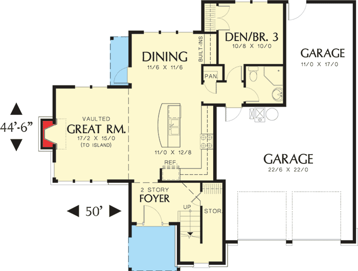 Plan 6915AM: Compact and Comfortable Home Plan with 2 to 4 Bedrooms - 1698 Sq Ft - Floor Plan - Main Level - European, Northwest, Traditional