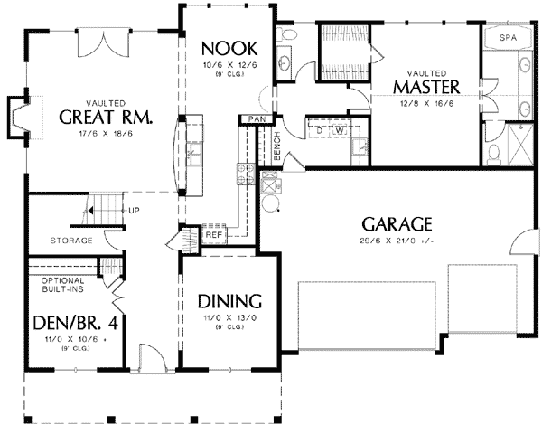 Plan 69209AM: Wonderful Symmetry - Floor Plan - Main Level - Country, Traditional