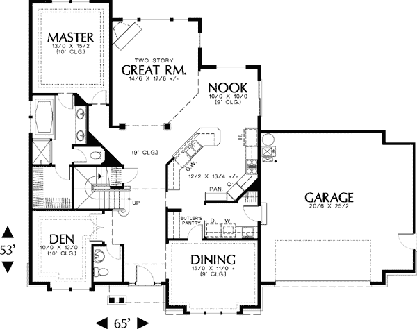 Plan 69215AM: Roof Peak Medley - Floor Plan - Main Level - Northwest, Traditional