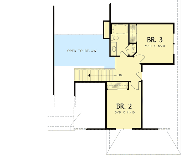 Plan 69315AM: Arts and Crafts Influenced 3-Bed House Plan - Floor Plan - 2nd Floor - Craftsman, Northwest