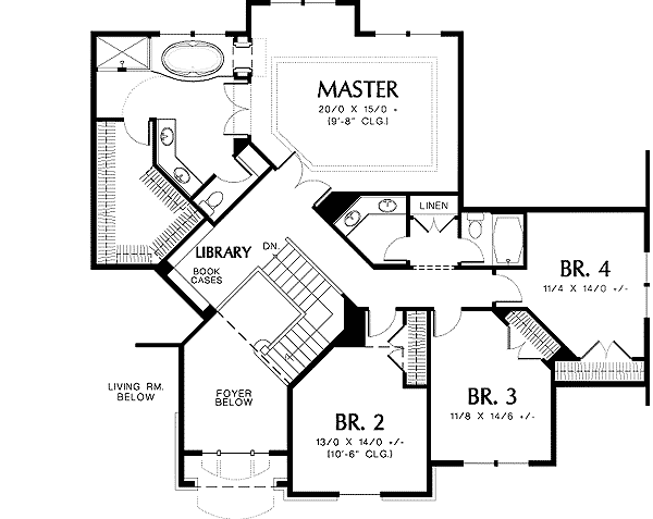 Plan 69364AM: Hipped Roof House Plan with Built-in Bookcases - Floor Plan - 2nd Floor - Northwest, Traditional