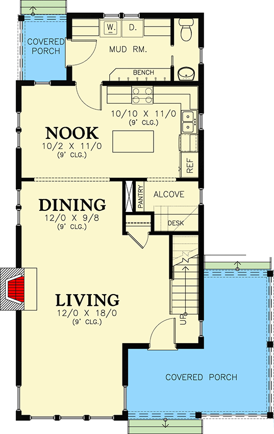 Plan 69416AM: Wraparound Porch with Alternate Versions - Floor Plan - Main Level - Country, Traditional